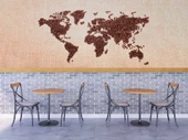 Kahve Çekirdeği Dünya Haritası Duvar Kağıdı Baskı - 4
