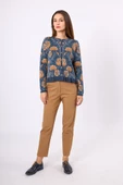 Peraluna Felicity Çiçek Jakarlı Kadın Triko Hırka - İndigo Multi - 1