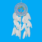 Hayat Ağaçlı Kuş Tüylü Ebruli Duvar Dekoru thumbnail 2