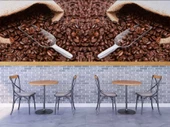 Kahve Çekirdeği Cafe Duvar Kağıdı Baskı - 4