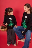 Peraluna Happy Times Çam Ağacı Desenli Çocuk Yılbaşı Kazağı - Siyah/Yeşil - 11