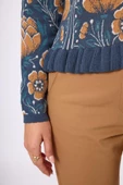 Peraluna Felicity Çiçek Jakarlı Kadın Triko Hırka - İndigo Multi - 7