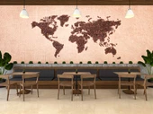 Kahve Çekirdeği Dünya Haritası Duvar Kağıdı Baskı - 3