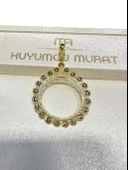 Tam Birli Zihnet Lirası Çerçeve Telkari İşleme Armut Altın Kolye thumbnail 2