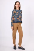 Peraluna Felicity Çiçek Jakarlı Kadın Triko Hırka - İndigo Multi - 8