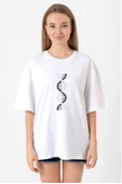 Siyah Beyaz Dna Beyaz Kadın Oversize Tshirt thumbnail 1