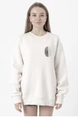 Siyah Beyaz Parmak İzi Beyaz Kadın 2ip Sweatshirt - 1