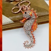 Turuncu Kristal Taşlı Denizatı Anahtarlık thumbnail 2