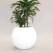 Fiber Saksı  Beyaz Küre Yuvarlak Top Vazo Dekoratif Saksı Fiberglas 25*25cm - 8