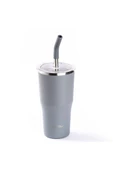 Tantitoni GRİ 2 KAPAKLI ÇİFT KATMANLI PİPETLİ TERMOS BARDAK 530ML - 1