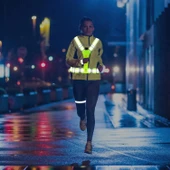 Reflektif Işıklı Yelek Kırmızı Fosforlu Neon Bisiklet, Motosiklet,Scooter Gece İkaz Uyarı Yeleği - 2