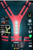 Reflektif Işıklı Yelek Turuncu Fosforlu Neon Bisiklet, Motosiklet,Scooter Gece İkaz Uyarı Yeleği - 1