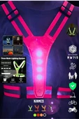 Reflektif Işıklı Yelek Kırmızı Fosforlu Neon Bisiklet, Motosiklet,Scooter Gece İkaz Uyarı Yeleği - 1