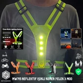 Reflektif Işıklı Yelek Sarı Fosforlu Neon Bisiklet, Motosiklet,Scooter Gece İkaz Uyarı Yeleği - 1