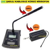 UHF ŞARJLI KABLOSUZ KÜRSÜ MİKROFON (IŞIKLI) - 1