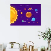 Eğitici Güneş Sistemi ve Gezegenler Duvar Stickerı 70 x 100 cm - 1