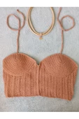 MAM Vip Handmade Koyu Bej Crop Top Büstiyer - 6