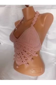 MAM Gül Kurusu Rengi Handmade Crop Top Büstiyer - 5