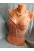 MAM Vip Handmade Koyu Bej Crop Top Büstiyer - 3