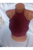 MAM Vişne Rengi Handmade Büstiyer Crop Top - 5