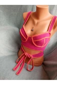 MAM Vip Handmade Turuncu-Pembe Crop Top Büstiyer - 4