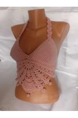 MAM Gül Kurusu Rengi Handmade Crop Top Büstiyer - 1