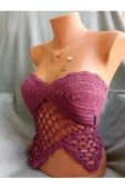 MAM Vip Handmade Bordo Crop Top Büstiyer - 2