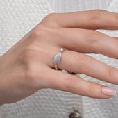 Yaprak Desenli 925 Gümüş Kadın Yüzük thumbnail 8