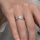 Yaprak Desenli 925 Gümüş Kadın Yüzük thumbnail 6