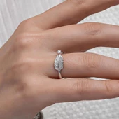 Yaprak Desenli 925 Gümüş Kadın Yüzük thumbnail 5