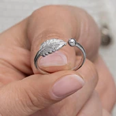 Yaprak Desenli 925 Gümüş Kadın Yüzük thumbnail 2