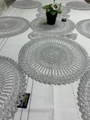 NİVEMESHOME GRİ ÖRME TAKIM 7 PARÇA SUNUMLUK SETİ (RUNNER + SUPLA 6 ADET) - 2