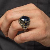 Oval Parlament Mavisi Taşlı 925 Gümüş Yüzük thumbnail 7