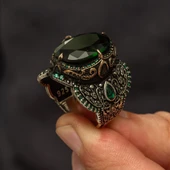 Yeşil Taşlı 925 Gümüş Erkek Yüzük thumbnail 8