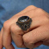 Parlament Mavi Taşlı 925 Gümüş Erkek Yüzük thumbnail 5