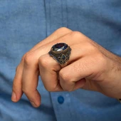 Parlament Mavi Taşlı 925 Gümüş Erkek Yüzük thumbnail 7