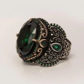 Yeşil Taşlı 925 Gümüş Erkek Yüzük thumbnail 5