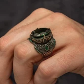 Yeşil Taşlı 925 Gümüş Erkek Yüzük thumbnail 7