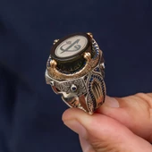Elif Vav Harfli Oval 925 Gümüş Yüzük - 5