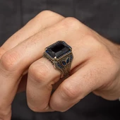 Parlament Mavi Taşlı 925 Gümüş Erkek Yüzük thumbnail 4