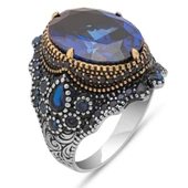 Parlament Mavi Taşlı 925 Gümüş Erkek Yüzük thumbnail 2