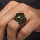 Yeşil Taşlı 925 Gümüş Erkek Yüzük thumbnail 3