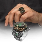 Yeşil Taşlı 925 Gümüş Erkek Yüzük thumbnail 1