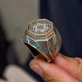 Mührü Süleyman İşleme Sekizgen Zorbey Serisi 925 Gümüş Erkek Yüzük thumbnail 7