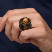 Zultanit Taşlı Ayyıldız Süleyman Mührü 925 Gümüş Yüzük thumbnail 6