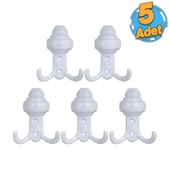 5 Adet Beyaz Vestiyer Askı Duvar Askısı Dolap Elbise Kıyafet Çanta Mobilya Askılığı Alia Beyaz Metal - 1