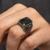 Parlament Mavi Taşlı 925 Gümüş Erkek Yüzük thumbnail 3