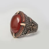 Oval Akik Taşlı 925 Gümüş Erkek Yüzük thumbnail 5