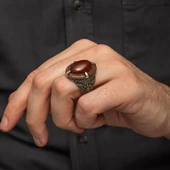 Oval Akik Taşlı 925 Gümüş Erkek Yüzük thumbnail 6