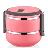 Penguen PNG-6001 Paslanmaz Yemek Termosu 2 Katlı Pembe - sefer tası - 1